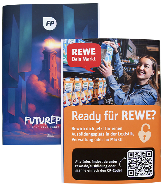 Stundenplaner mit Beispielwerbung auf der Rückseite